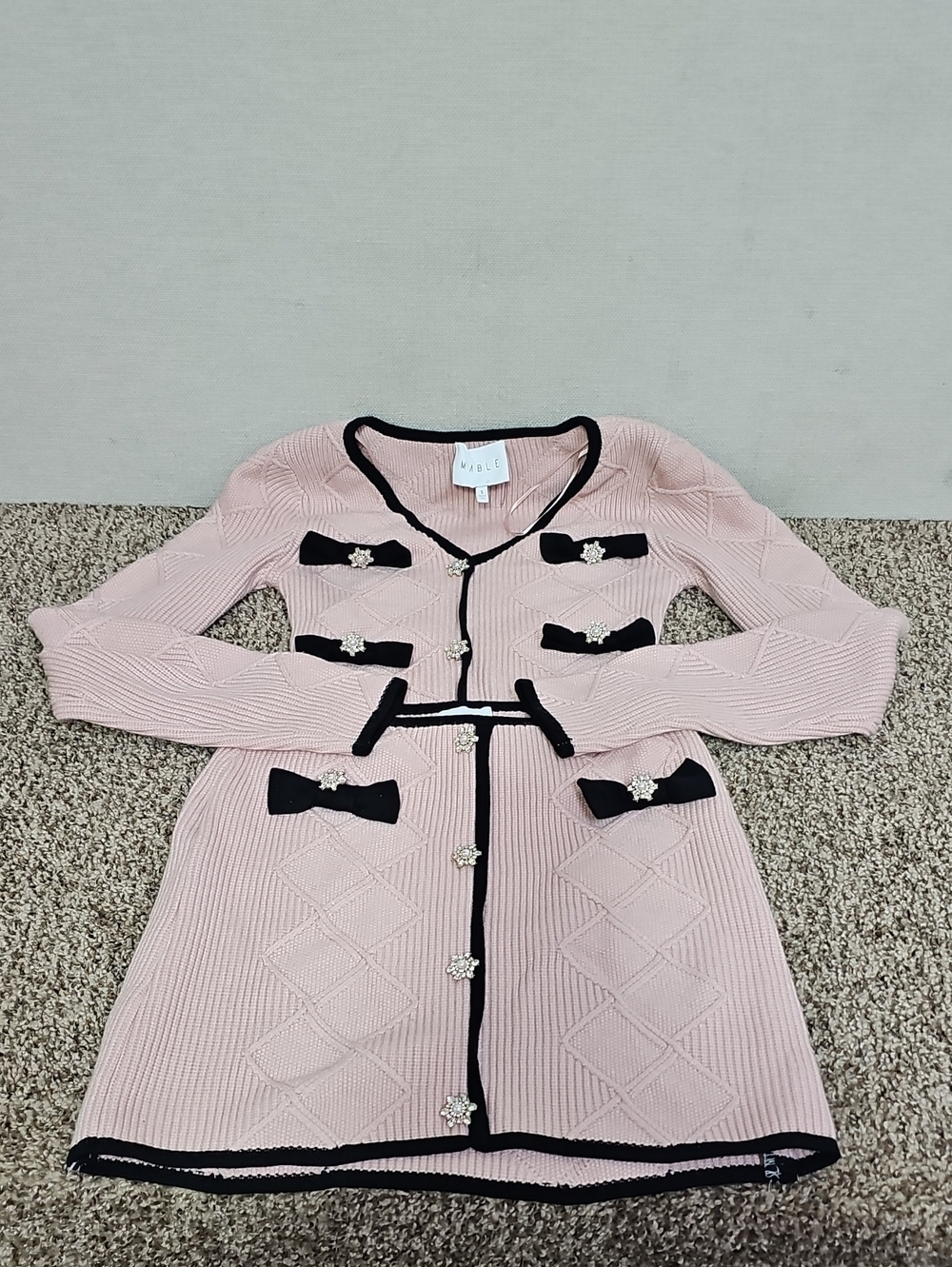 MABLE ELAGENCE AND BOWS COR CONTRAST KNIT SET BFPM-09-207